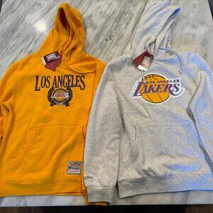 Lot of 2 Los Angeles Lakers Mitchell & Ness Hardwood Classics Hoodie Size Medium